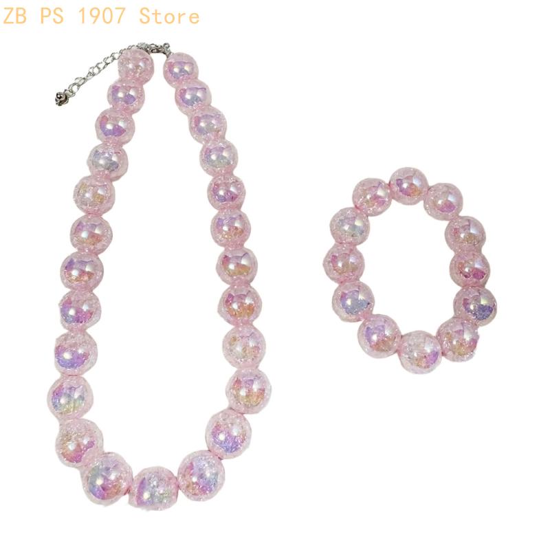 Coordinates Bracelet - Set Perhiasan Manik Bulat Mengkilap, Kalung